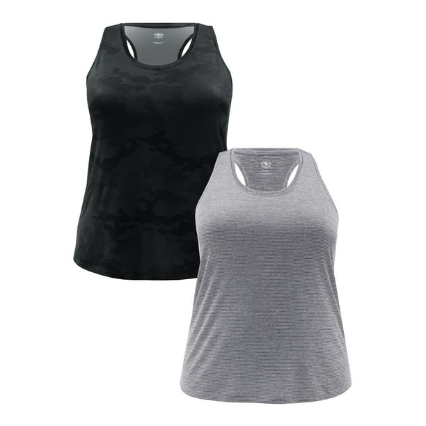 Athletic Works Women's Plus Core Active Racerback Tank Top, 2Pack