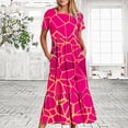 thumbnail image 1 of Robe d'Été pour Femmes 2024 Mode Grande Taille Décontractée à Manches Courtes Col Ras du Cou Robe Décontractée Fluide à Volants Maxi Robe de Plage avec Poches Robe Imprimée Rabais de 50 % Liquidation!, 1 of 7
