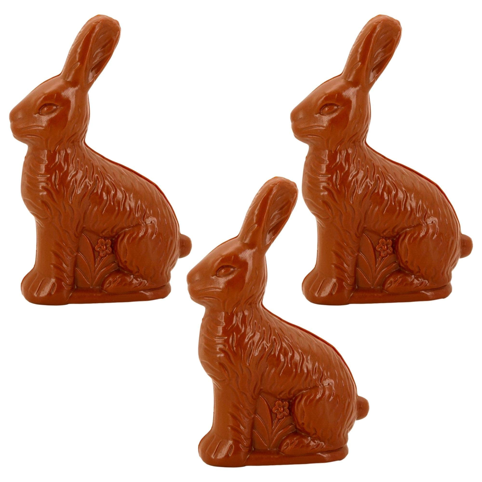 Plastic Chocolate Look Easter Bunny Fillable Treat Containers (3 pack
