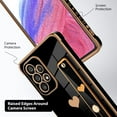 thumbnail image 3 of Designed for Samsung Galaxy A53 5G Case with Strap Luxury Love Heart Plating Gold Bumper Phone Cover Wristband Kickstand Full Body Protective Slim Case for Women - Black, 3 of 10
