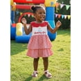 thumbnail image 4 of BemeyourBBs Toddler Baby Girls Birthday Dress Outfit 1 2 3 4 Years Birthday Clothes Sleeveless Doll Collar Embroidery Letters Plaid Gingham Dress Summer Princess Party Ruffle Dresses, 4 of 9