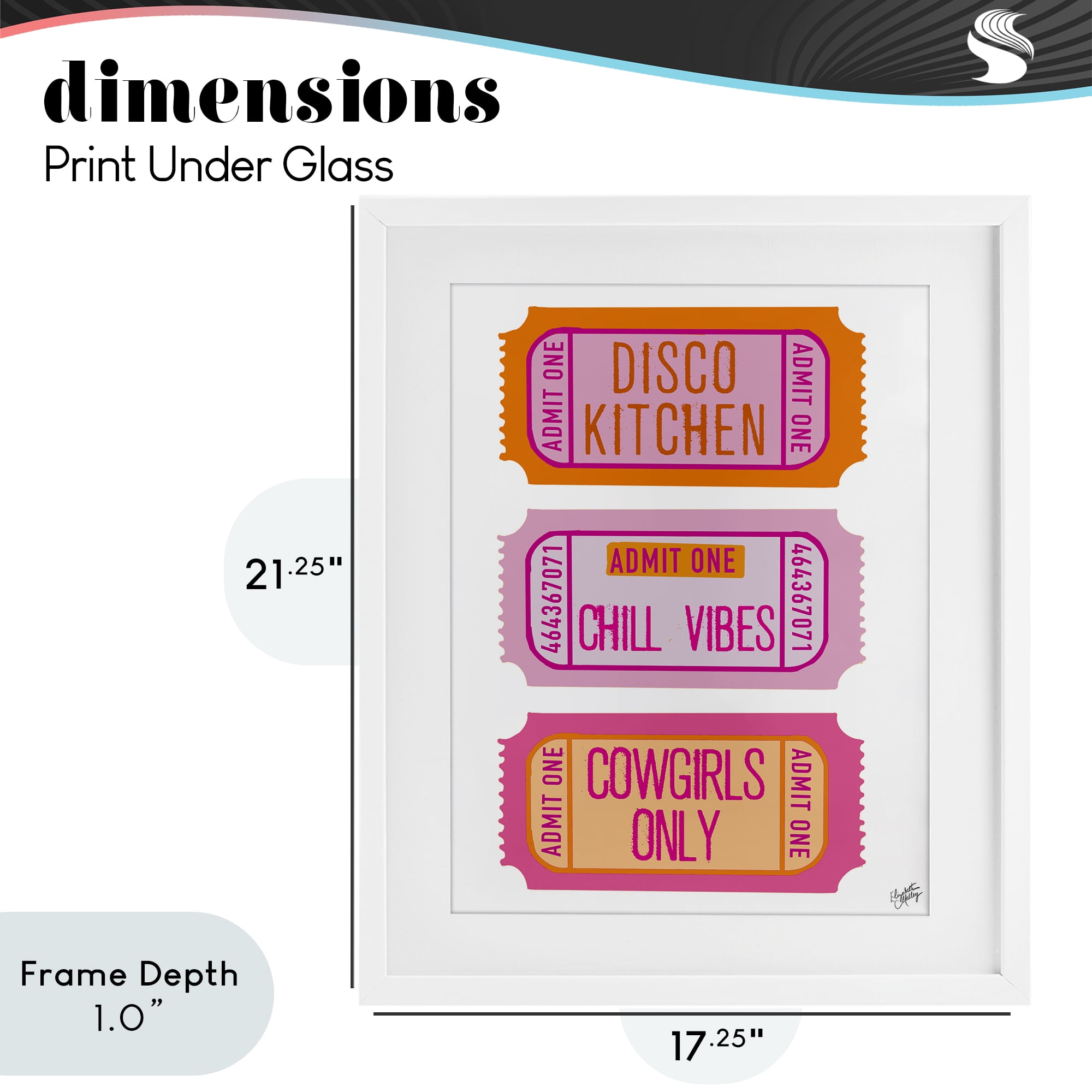 Stupell Industries Disco Cowgirl Ticket Phrases White Framed Print Under Glass, design by Elizabeth Medley