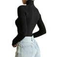 thumbnail image 5 of hirigin Women's Spring Autumn Slim Crop Tops Solid Color Long Sleeve Cold Shoulder T-shirt, 5 of 6