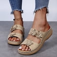 thumbnail image 2 of Slippers for Women,Trendy Slippers For Casual Wear Stylish Open Toe Design With Wedge Heel For Summer Activities Perfectly Paired,Womens Slippers,Beige,8.5, 2 of 7