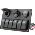 thumbnail image 3 of 6 Gang Marine Rocker Switch Panel Waterproof 12 Volt, Boat Toggle Switch Panel 12V Blue LED Lighted for Boat Car RV UTV, 3 of 6