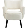 thumbnail image 3 of Olela Accent Chair Armchair, Modern Fabric Living Room Chair Reading Single Sofa Chairs with Solid Wood Legs for Bedroom Office Waiting Room (Beige, 1 Pc), 3 of 17