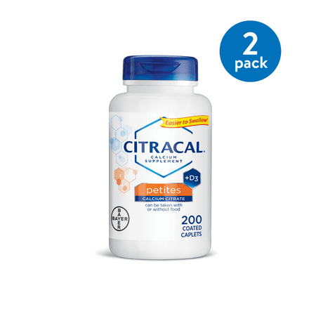 (2 Pack) Citracal Petites Calcium Citrate With Vitamin D3, Caplets, 200
