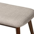 thumbnail image 5 of Baxton Studio Flora Mid-Century Modern Light Grey Fabric Upholstered Walnut Finished Wood Dining Bench, 5 of 8