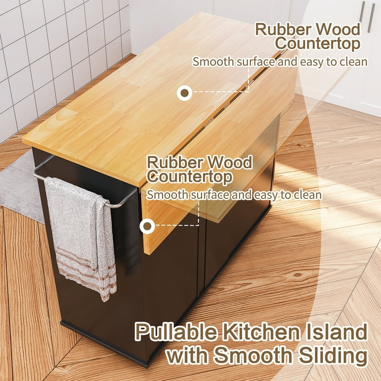 Walsunny Movable Kitchen Island Cart with Storage Cabinet Walsunny Movable Kitchen Island Cart with Storage Cabinet