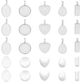 thumbnail image 1 of 20 juegos de 5 estilos de cabujón para colgante, kit de fabricación de colgantes de acero inoxidable con bisel en blanco, corazón, lágrima ovalada, base rectangular, cabujón con cabujones de vidrio., 1 of 6