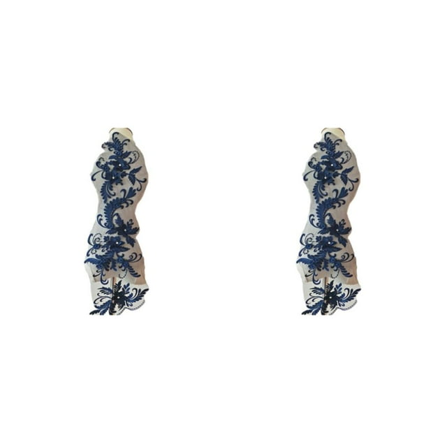 Baohd Superbe Dentelle Robe Applique Patch pour la Mode de Vêtements Dentelle Applique Élégante et à la Mode Robe de Mariée Unique Ondulé Bleu 2Set