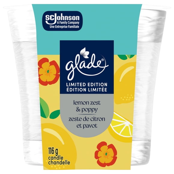 Glade® Scented Jar Candle Air Freshener, Lemon Zest & Poppy