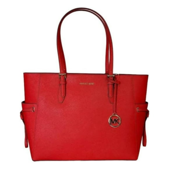 Michael Kors Bolso Tote Grande con Cremallera Superior y Cordón Gilly de Piel Saffiano en Rojo Brillante