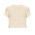 thumbnail image 5 of UVEASISHA Cropped Shrug Cardigan for Women Ruffle Short Sleeve Chiffon Bolero Shawl Mesh Summer Casual Open Front Cardigans Beige L, 5 of 6