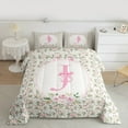 thumbnail image 2 of Castle Fairy Monogrammed Letter J 2Pcs Bedding Comforter Set for Teens Boys Girls,Kawaii Bow Twin Comforter Sets,Chic Flower Rose Breathable Bedding Set,Super Cozy Room Decor, 2 of 8