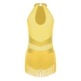 thumbnail image 4 of MSemis Justaucorps de Danse Latine Samba pour Femmes avec Strass, Costume de Danse de Salon Salsa Rumba à Franges, Robe de Cocktail Jaune TG, 4 of 5