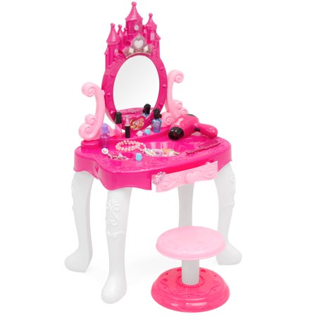 Best Choice Products Kids 14-Piece Vanity Playset with Accessories, Makeup, Hairdryer, Jewelry, (Best Product To Set Makeup)