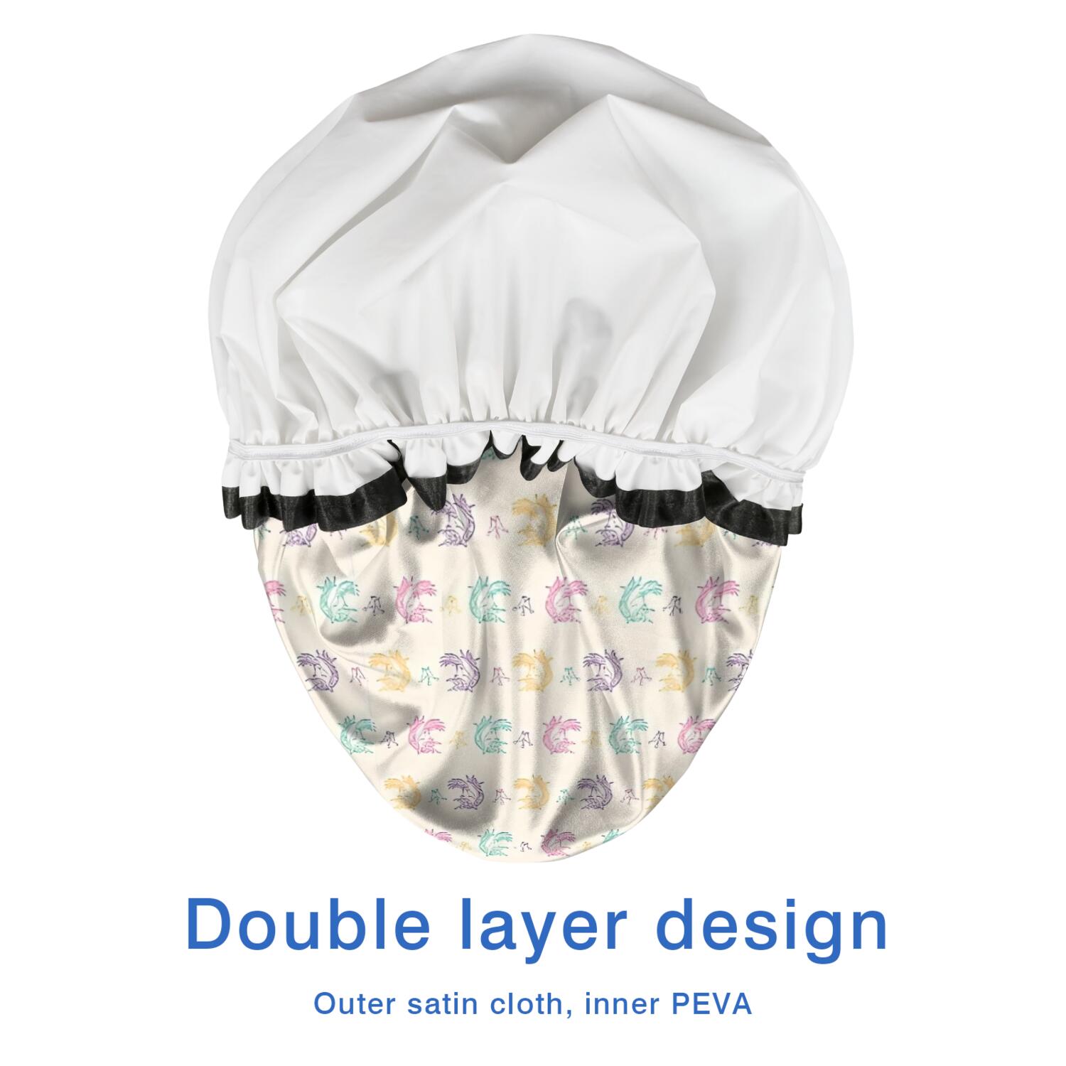 Shower Caps,Pastel Unicorn Pattern Waterproof Shower Cap for Women 4 Pieces,Double Reusable Hair Cover for Shower PEVA Elastic Stretch Hem