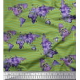 thumbnail image 1 of Soimoi Green Cotton Jersey Fabric Waves & World Map Print Fabric by the Yard 58 Inch Wide, 1 of 3