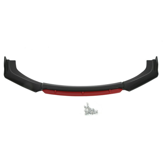 Front Bumper Lip Spoiler Splitter Kit Universal Aerodynamic Accessory for Car ModificationGlossy Black+Red