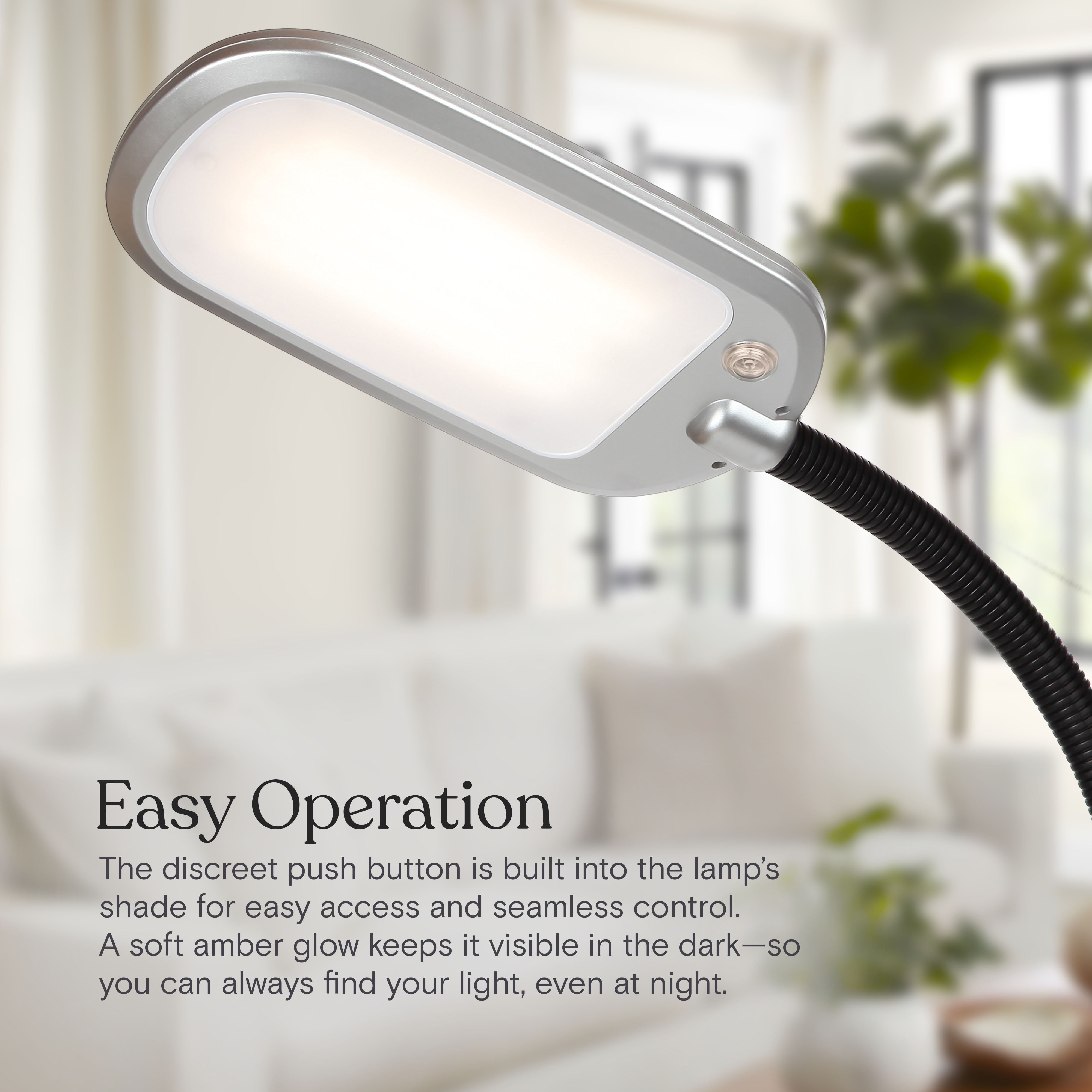 Brightech Litespan Slim LED Lamp, Modern Floor Reading Lamp Over Chair for Living Rooms & Offices, Tall Lamp with Adjustable Gooseneck, Crafts Work Light, Dimmable Standing Lamp for Bedroom - Silver