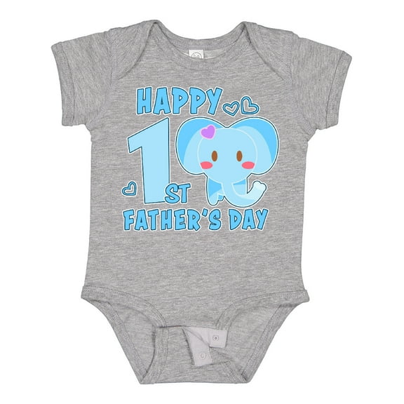 Inktastic Happy 1st Fathers Day with Elephant Girls Baby Bodysuit