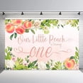 thumbnail image 3 of Sweet Little Peach Girl One Birthday Party Photo Background Banner Rose Pink Floral Greenery Happy 1st Birthday Photography Backdrops for Cake Table Supplies, 3 of 5