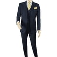 thumbnail image 3 of Men Suit BERLUSCONI Turkey 100% Italian Wool Super 180's Vested #Ber17 Navy Blue, 3 of 9