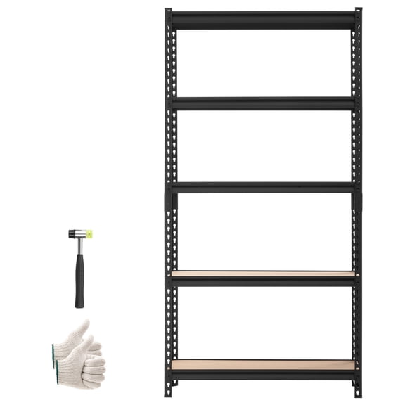 KFFKFF 5-Tier Adjustable Storage Shelves, 3000 lbs Capacity, Heavy-Duty Metal Utility Rack for Garage, Kitchen, Pantry, Basement, or Bathroom, 36.34" W x 12.17" D x 71.38" H