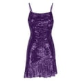 thumbnail image 4 of Beachy Dresses For Women 2025, Spaghetti Strap Homecoming Dresses Sexy Sequin Back Cross Tie Ruffle Mini Party Dress Hoco 1920S Flapper Dresses Long Elegant Dresses Cocktail (XS, Dark Purple) ZMTing, 4 of 4
