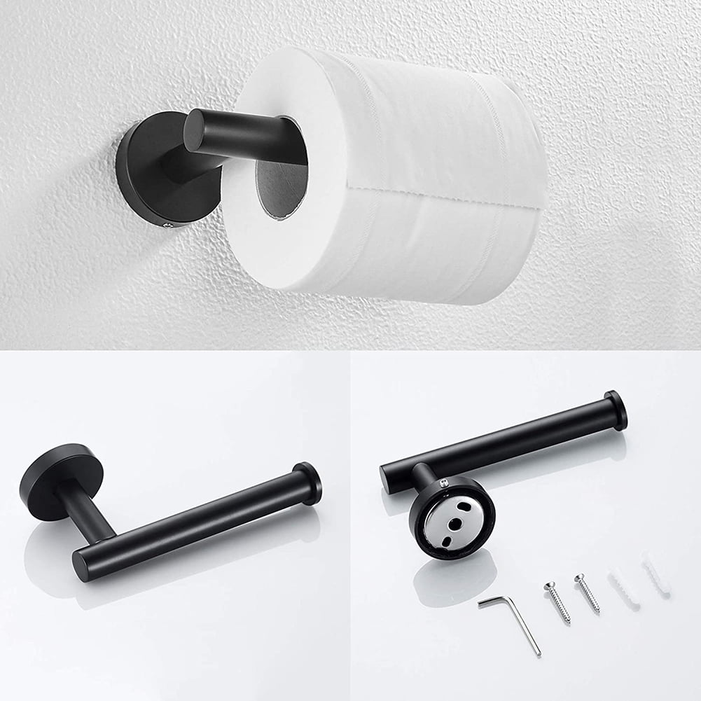 Lowestbest 5 Piece Thick Stainless Steel Bathroom Accessory Set, 16 Inch Hand Towel Bar Towel Rack Set, Toilet Paper Holder, 3 Bath Towel Hooks, Black Lowestbest 5 Piece Thick Stainless Steel Bathroom Accessory Set, 16 Inch Hand Towel Bar Towel Rack Set, Toilet Paper Holder, 3 Bath Towel Hooks, Black