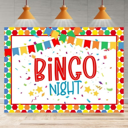 Bingo Night Backdrop Game Time Gamer Colorful Adults Gaming Photography Background Bingo Night Party Decoration Supplies Cake Table Banner Photo Booth Studio Props