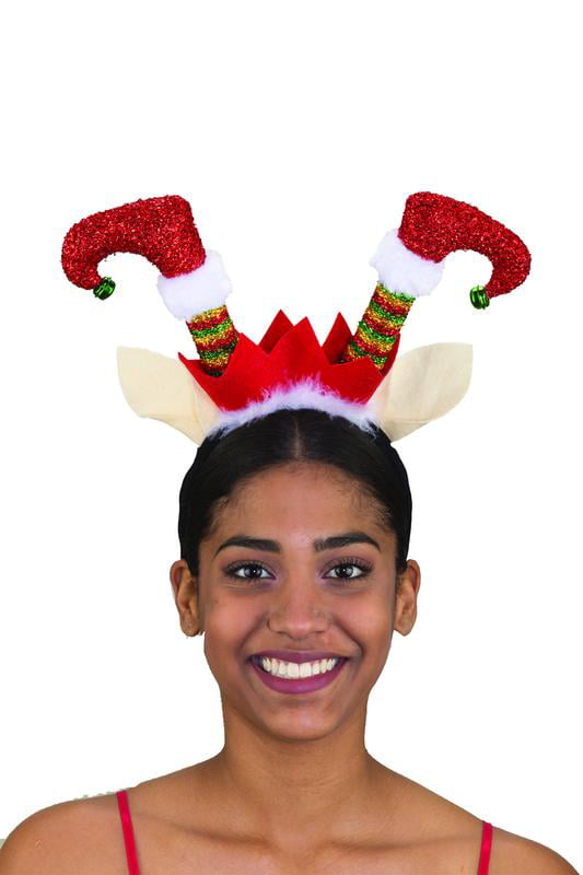 Multicolor Elf Headband with Bell Christmas Party Favor Christmas Elf Headband Party Headwear Accessories for Girls and Women Christmas Headdress 
