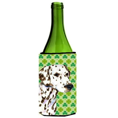 

Dalmatian St. Patricks Day Shamrock Portrait Wine bottle sleeve Hugger 24 oz.