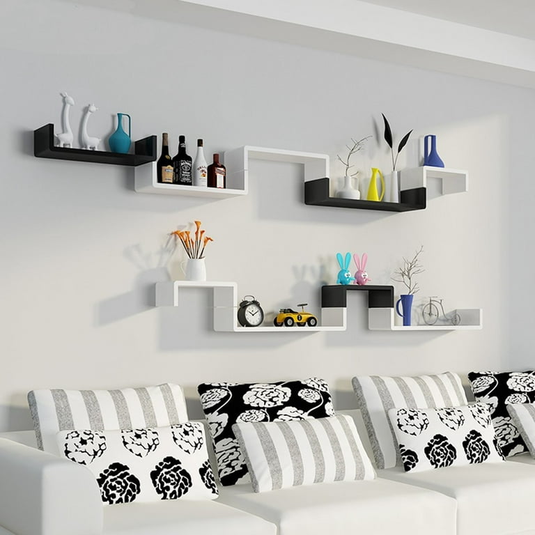 Wall Mounted Storage Shelf Rectangle Shaped PVC Floating Shelves for Living  Room Wall Bookshelf Bedroom Wall