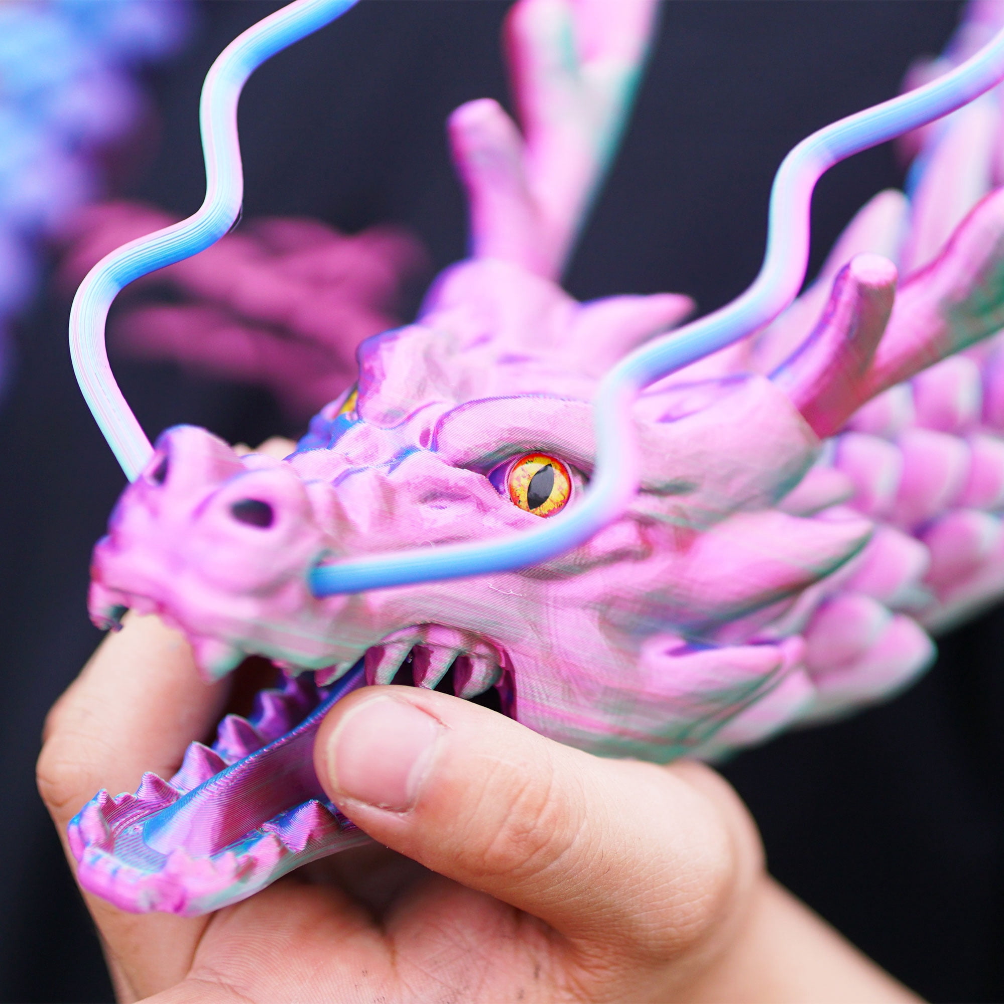 47.5inch 3D Printed dragon,Flexible Joint Animal lacertid Figurines,Realistic Eyes, Home Office Decor,Fidget Toy for Adults Teens Boy Festival Gifts