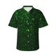thumbnail image 1 of Fotbe Green Sparkling Camisa Hawaiana para Hombre Unisex – Camisa Casual de Verano con Botones de Manga Corta de Algodón y Lino,Medium, 1 of 7