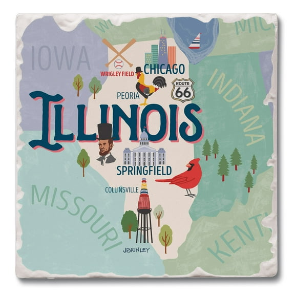 Thirstystone "Illinois Attractions" 4-Pack Tumbled Tile Coasters