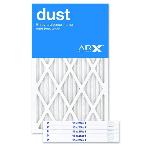 AIRx Filters Dust 15x25x1 Air Filter MERV 8 AC Furnace Pleated Air Filter Replacement Box of 6, Made in the USA