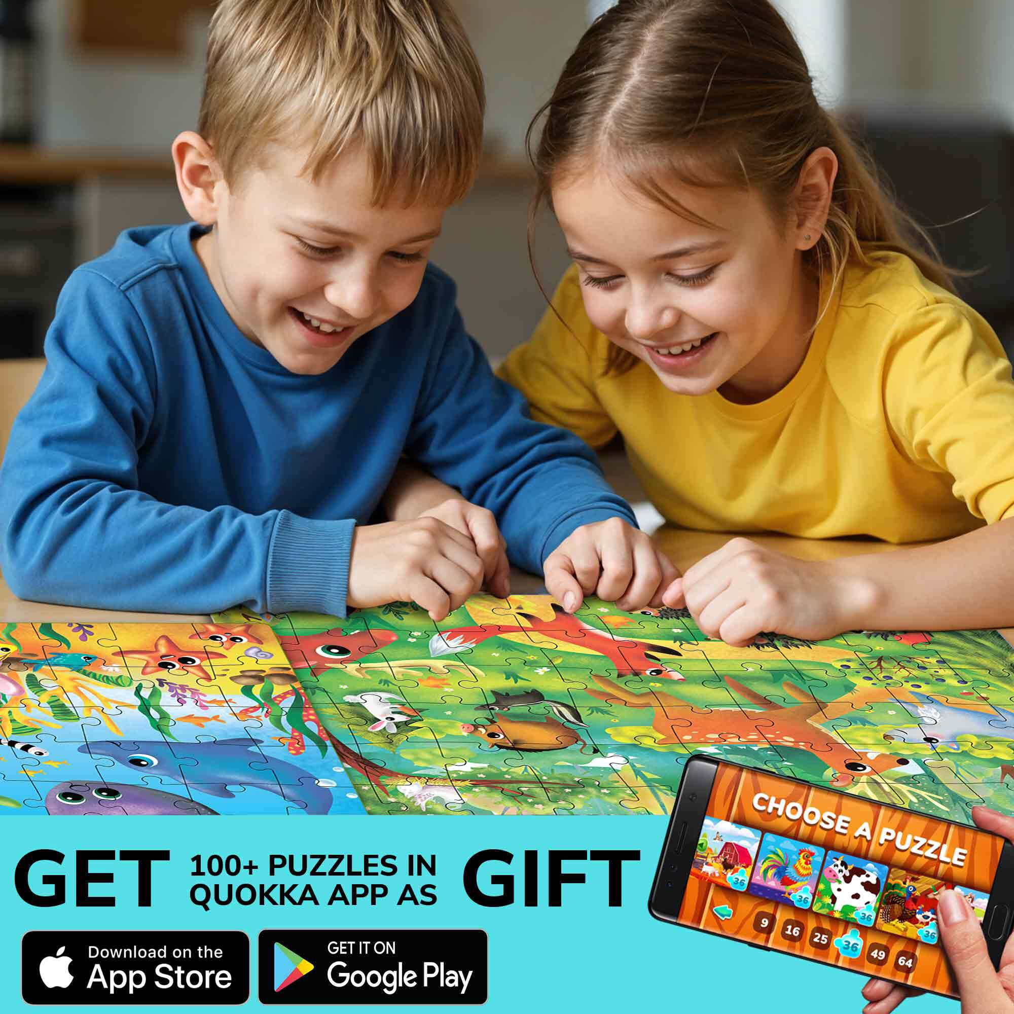 Quokka 60 Piece Puzzles for Kids Ages 4-8 - Jigsaw Animal Toddler Puzzles Ages 3-5 Boys & Girls