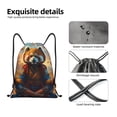 thumbnail image 4 of Xecao Prairie Meditating Raccoon Pattern Sports Drawstring Backpack - String Swim Gym Bag with Wet Proof Pocket for Women&Men-Small, 4 of 6