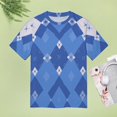 thumbnail image 5 of Diamond Grid Pattern T-Shirt O Neck Oversize T-Shirts Short Sleeve Classic Tees Women Summer Graphic Tops, 5 of 5