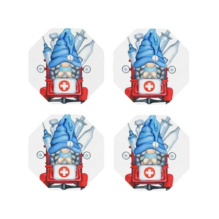

Lukts Medicine Gnome Truck Red Print Leather Drinks Coasters Set of 4 Suitable or Drinks Furniture Protection and Easy Clean up-Octagon