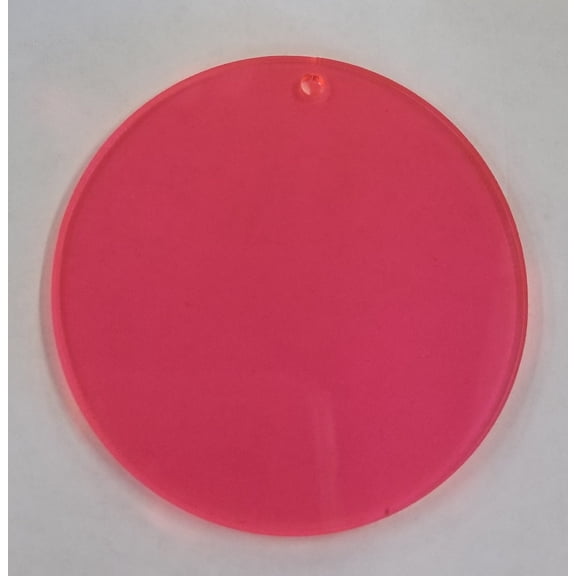 (15 Pack) Fluorescent Red Pink 1/8" Acrylic Discs with Hole - Circle, Round, Sheet, (1.5”)