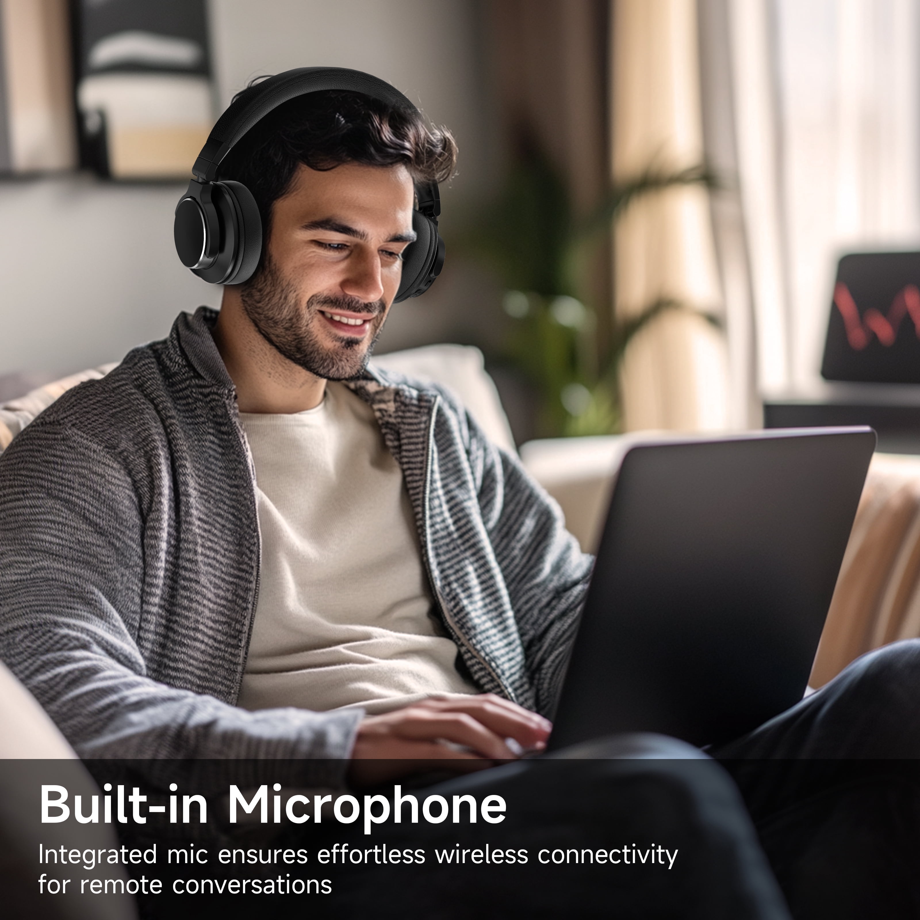 FFN DJ Headphones over Ear Wireless Headphones Monitor & Mixing, Studio Headphones with 50mm Neodymium Drivers and 1/4 to 3.5mm Jack for Amp Computer Recording Podcast Keyboard Guitar Laptop,Black