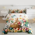 thumbnail image 2 of Feelyou Cute Bunny Rabbit Queen Comforter Set for Child, Cartoon Easter Egg Bedding Sets, Spring Flower Floral Reversible Bedding Comforter Set, Luxury Bedroom Decor, 3pcs, 2 of 8