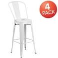 thumbnail image 3 of Flash Furniture Commercial Grade 4 Pack 30" High White Metal Indoor-Outdoor Barstool with Removable Back, 3 of 14