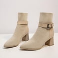 thumbnail image 2 of NECHOLOGY Botas Mujer Adulto Femenino Zapatos Botines para mujer Botas largas de tacón por encima de la rodilla con estampado de de ante para mujer, moda de otoño e invierno (White, 7.50), 2 of 6