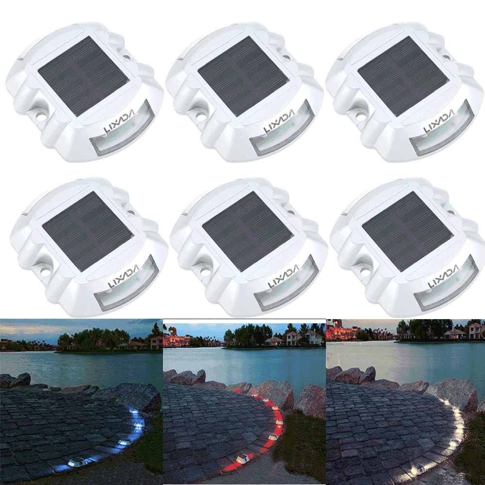 4 Pack Solar LED Marker Lights for Pathway Driveway Dock Path Step Road Safety 