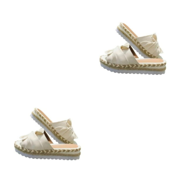 Qarigey Zapatos de plataforma, suelas gruesas, zapatos planos de verano con sandalia con lazo, sandalias anchas de ocio, calzado deslizante de Type3 NO3